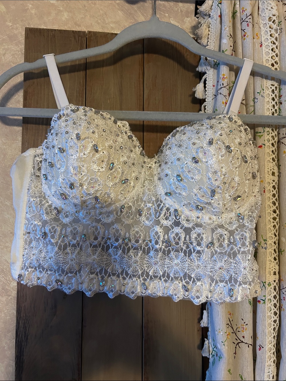 Windsor White Lace Sequin Bralette